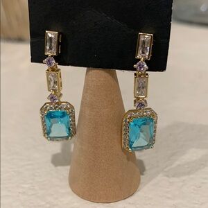 Elegant Gold and Blue Drop Earrings